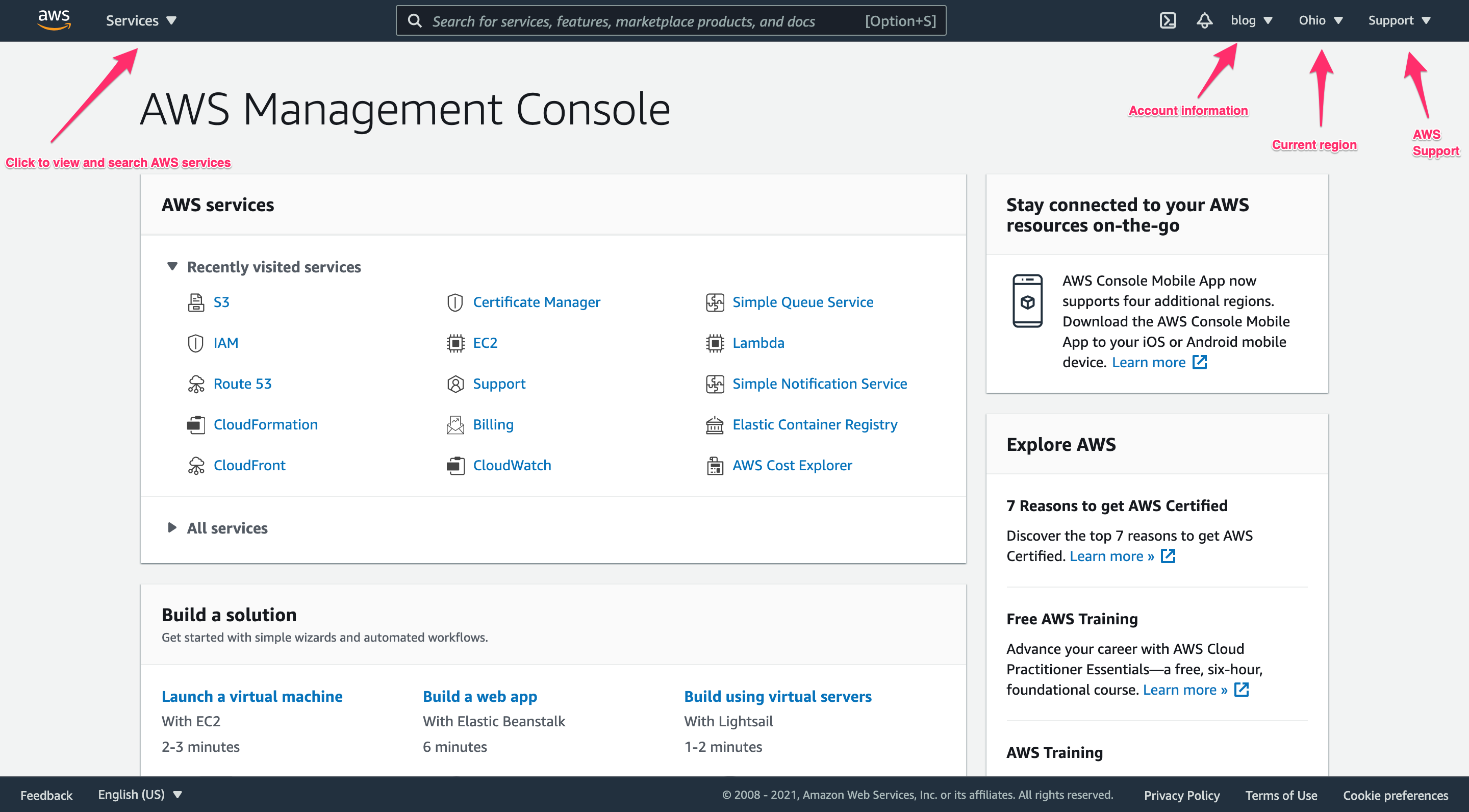 AWS Console Overview