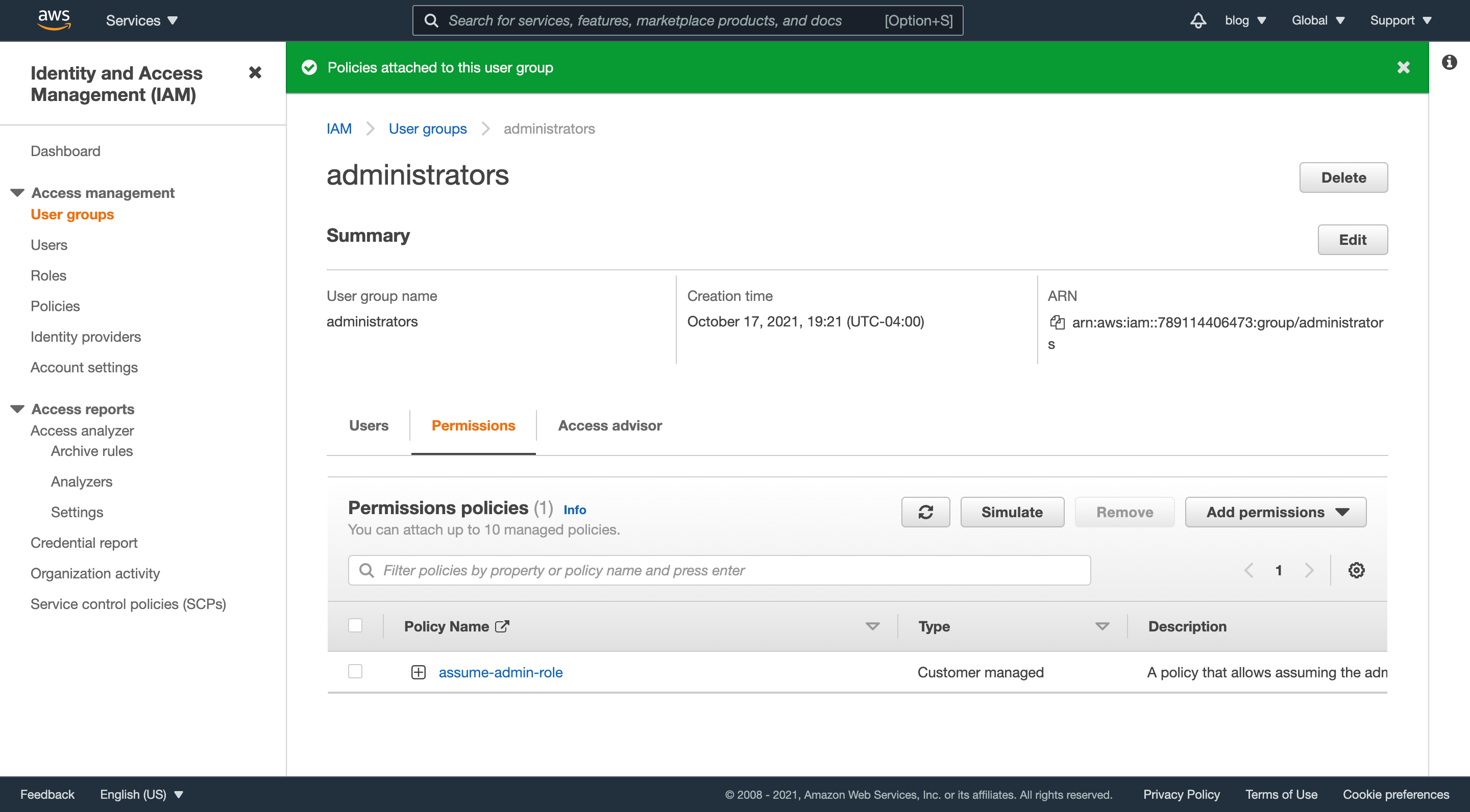 AWS IAM Remove Permission from Group