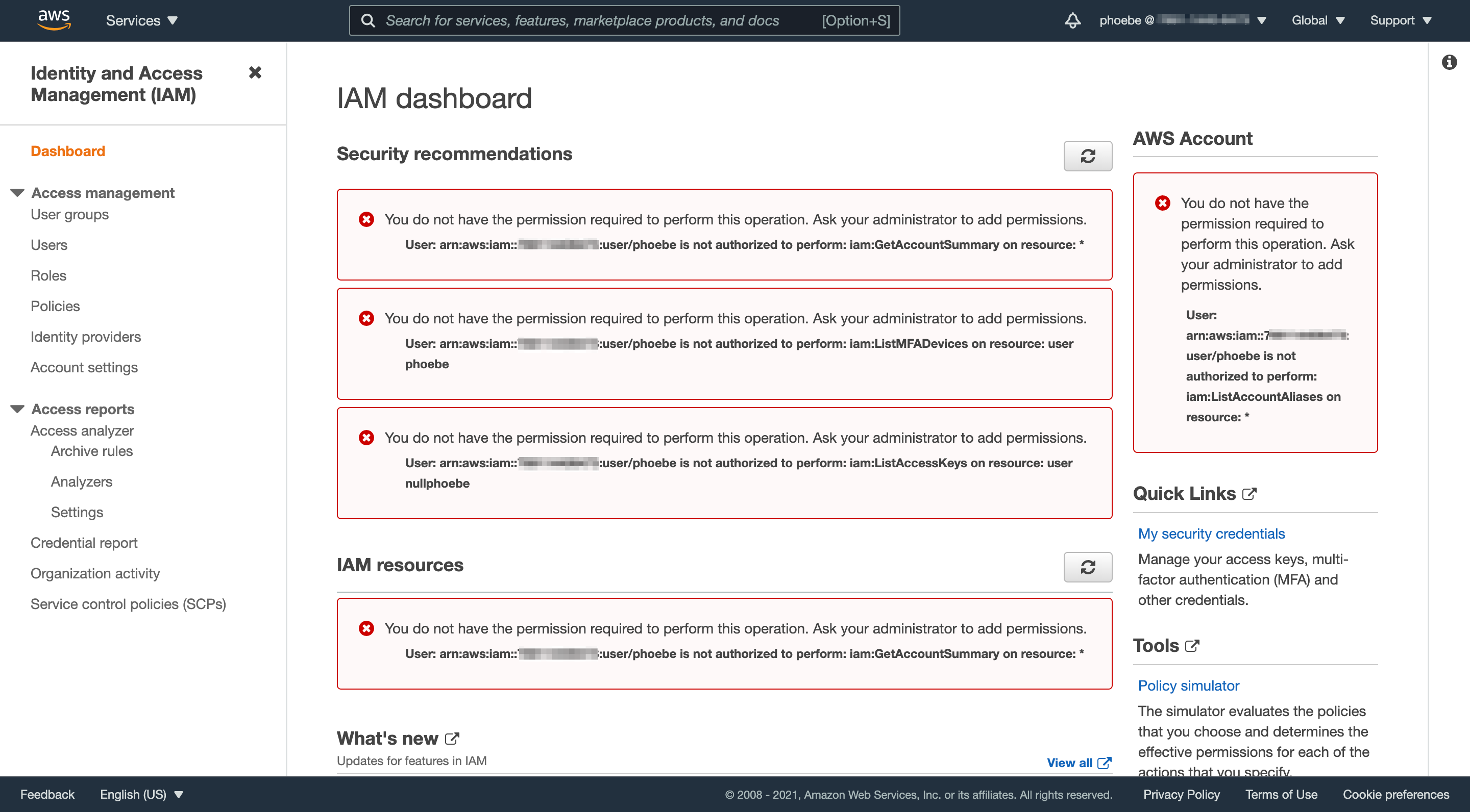 AWS IAM No Permissions