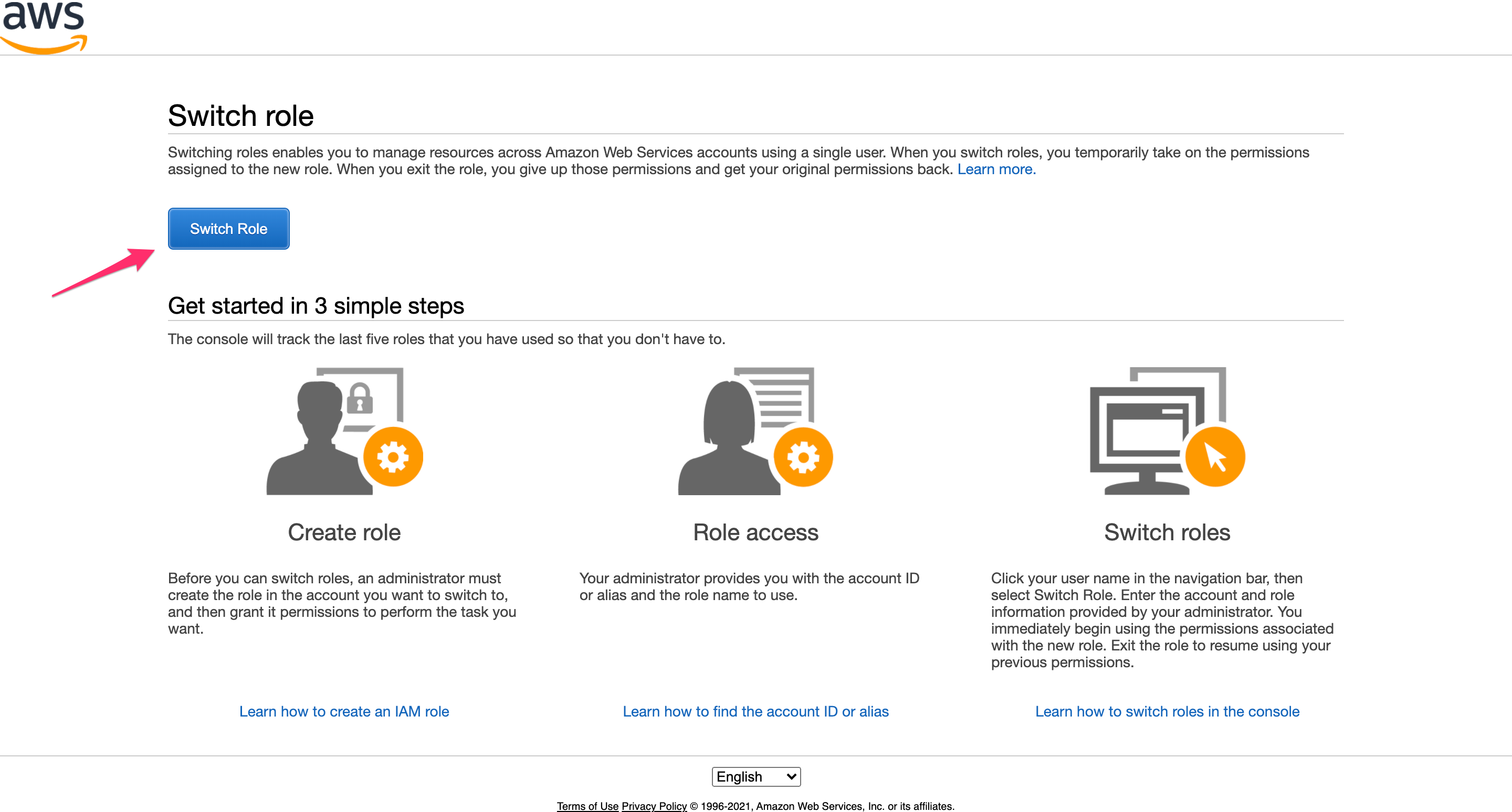 AWS IAM User Dropdown