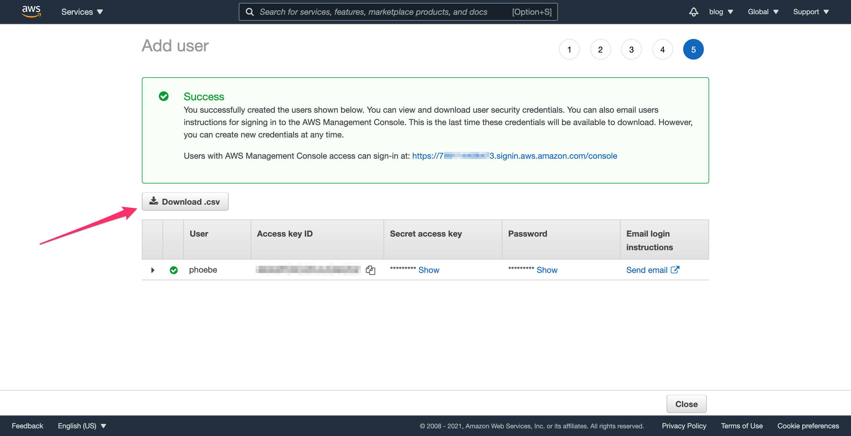 AWS IAM Admin Add User Confirm Step